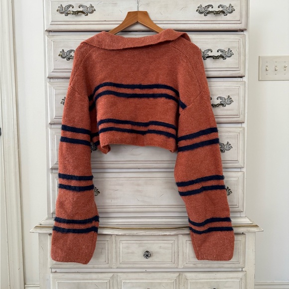 Rust Striped Collared Sweater - Picture 4 of 6